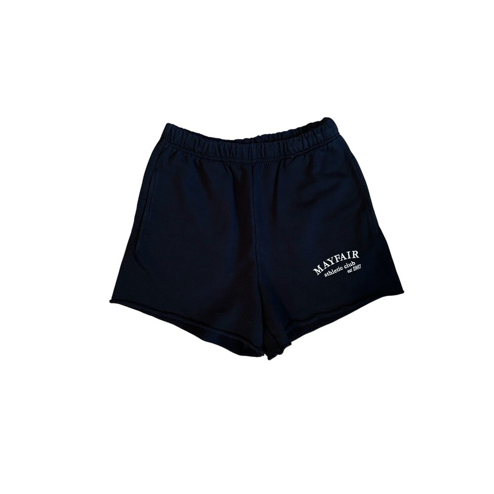 Mayfair Group “Athletic Club” Fleece Sweat Shorts Size M/L Black Embroidered
